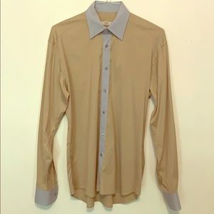 Prada Men’s Dress Shirt, Tan and Powder Blue